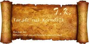 Tarjányi Kornél névjegykártya